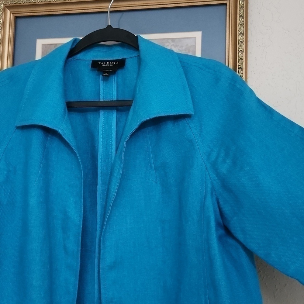 100% Irish Linen Talbots Blazer Jacket Contemporary Career Office Formal Dressy - Picture 7 of 16